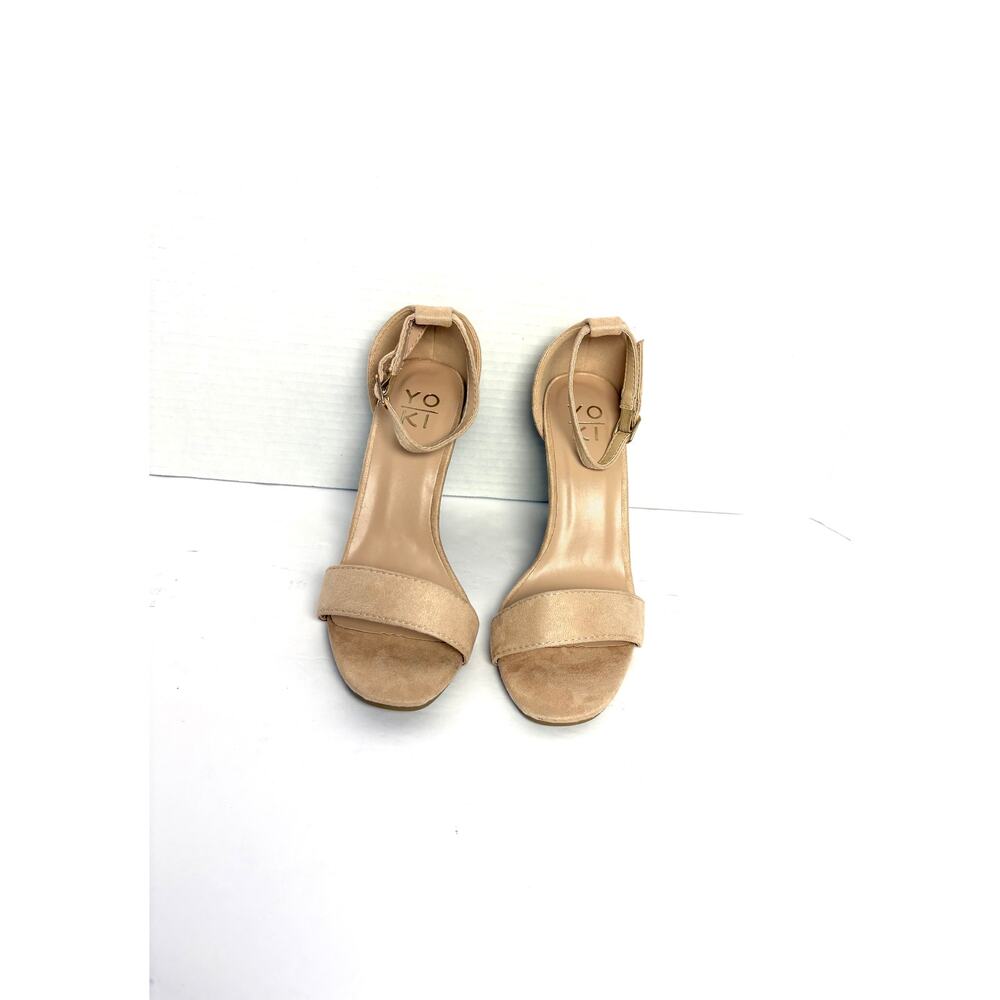 YOKI Wedge Sandals Women's 6.5 Tan Beige Ankle‎ Strap Open Toe Suede Finish NEW - Picture 4 of 9